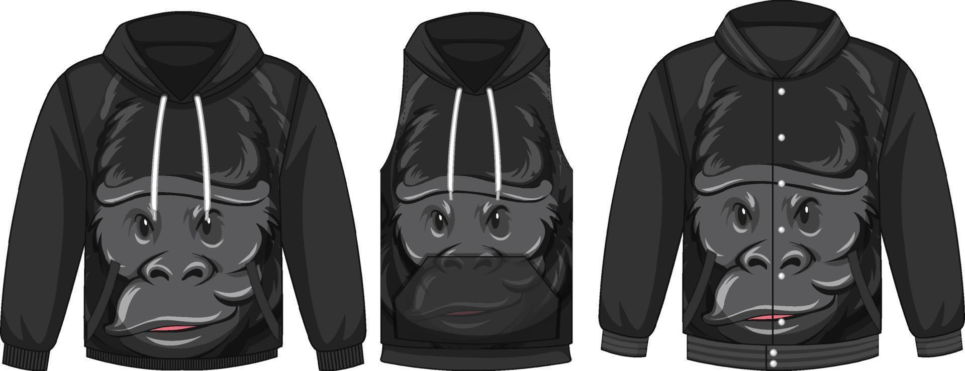 conjunto de diferentes chaquetas con plantilla de gorila vector