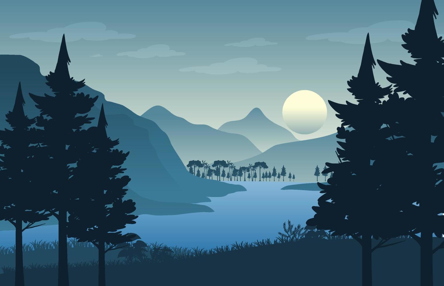 silueta bosque paisaje antecedentes vector