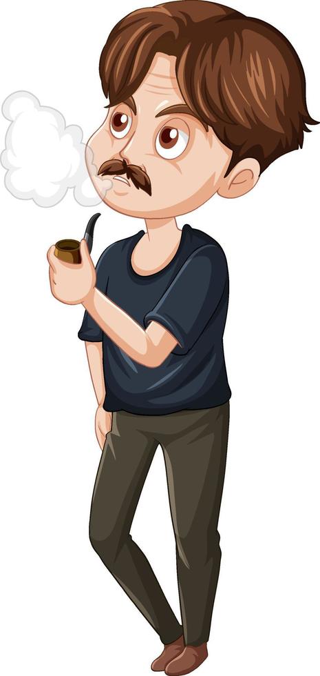 A man smoking cartoon character on white background vector