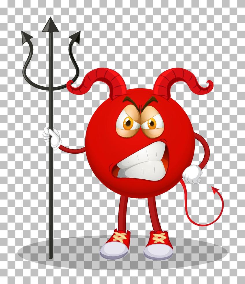 A Red Devil cartoon character with facial expression on grid background vector