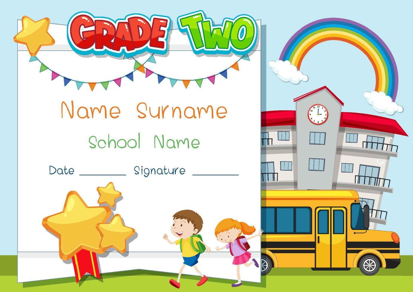 Grade two diploma or certificate template vector