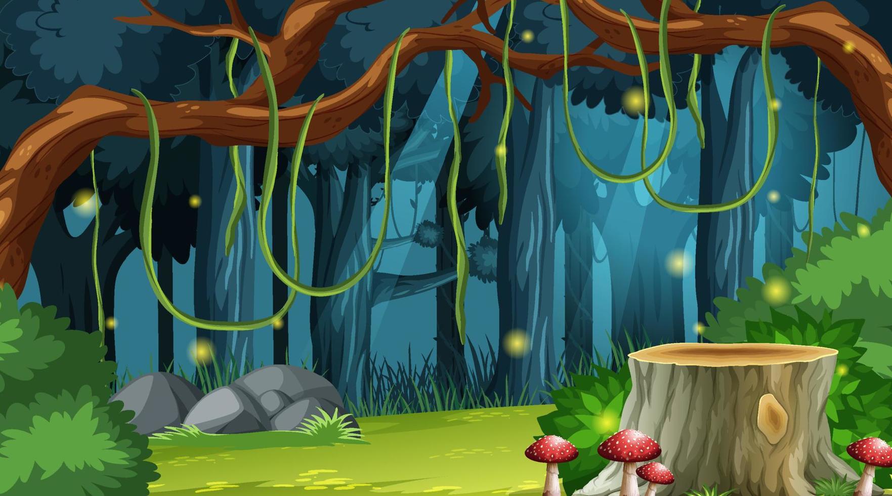 Enchanted forest landscape background vector