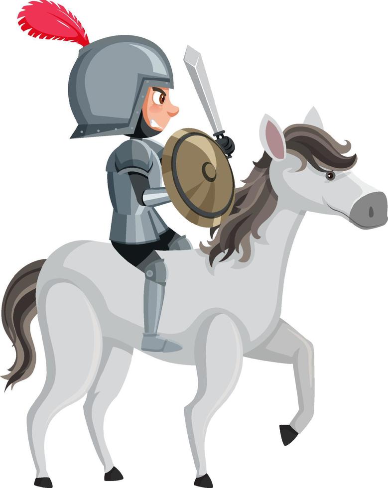 Knight cartoon character on white background vector