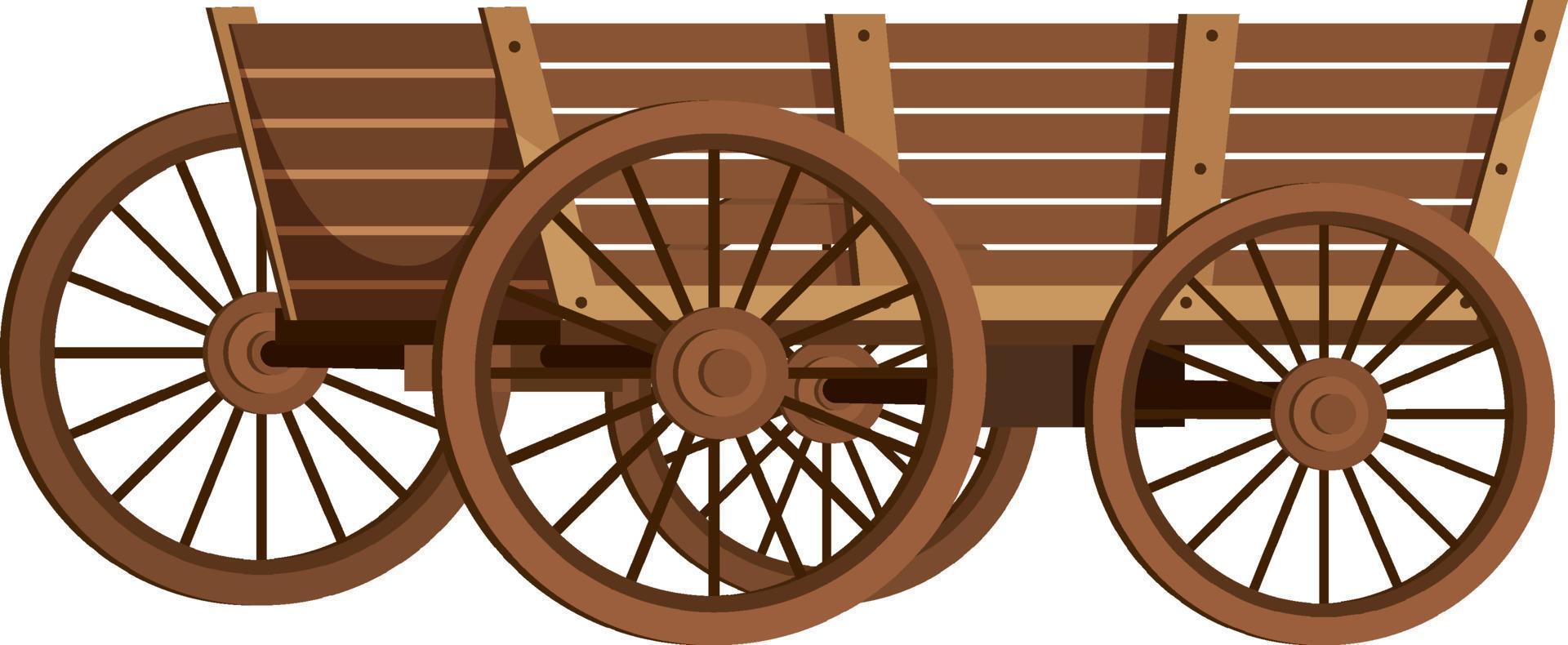 Medieval wooden wagon on white background vector