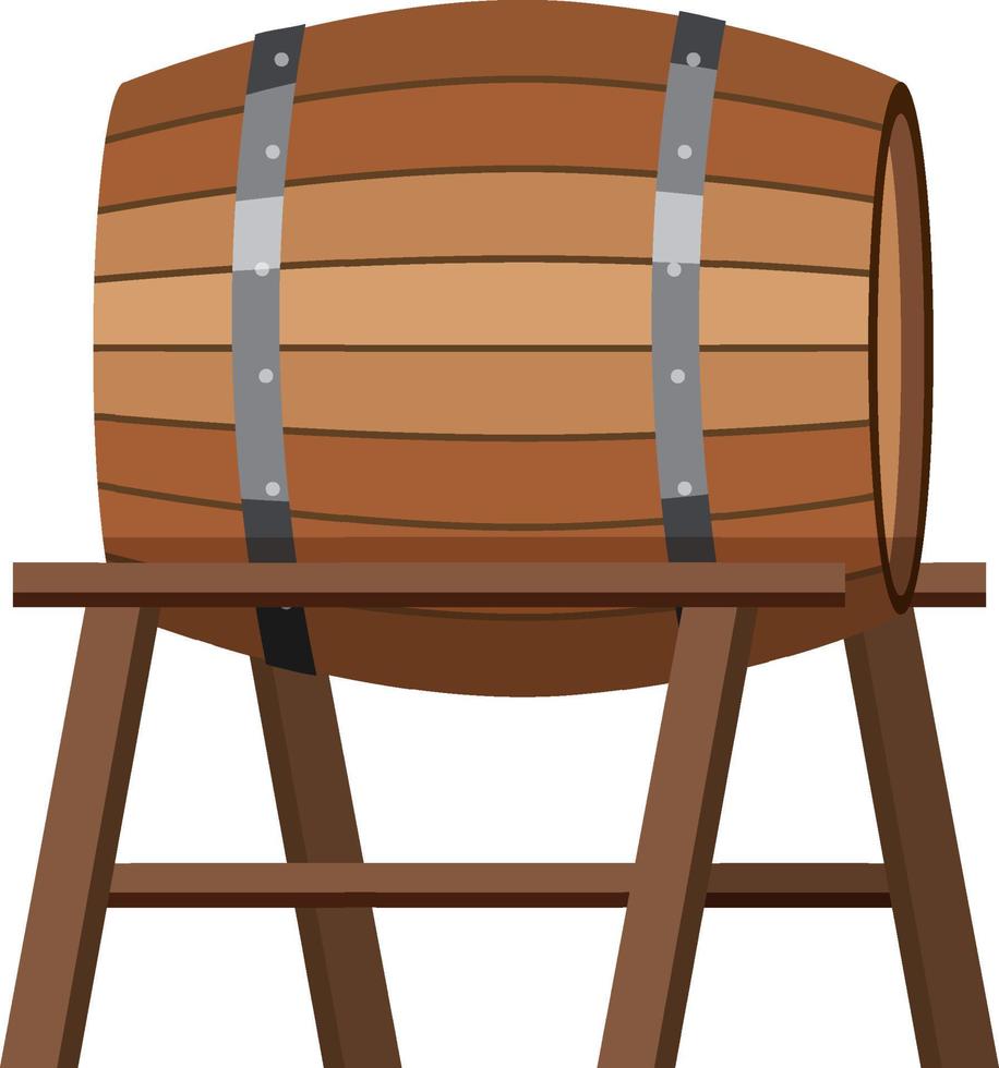 Isolated wooden barrel on stand vector