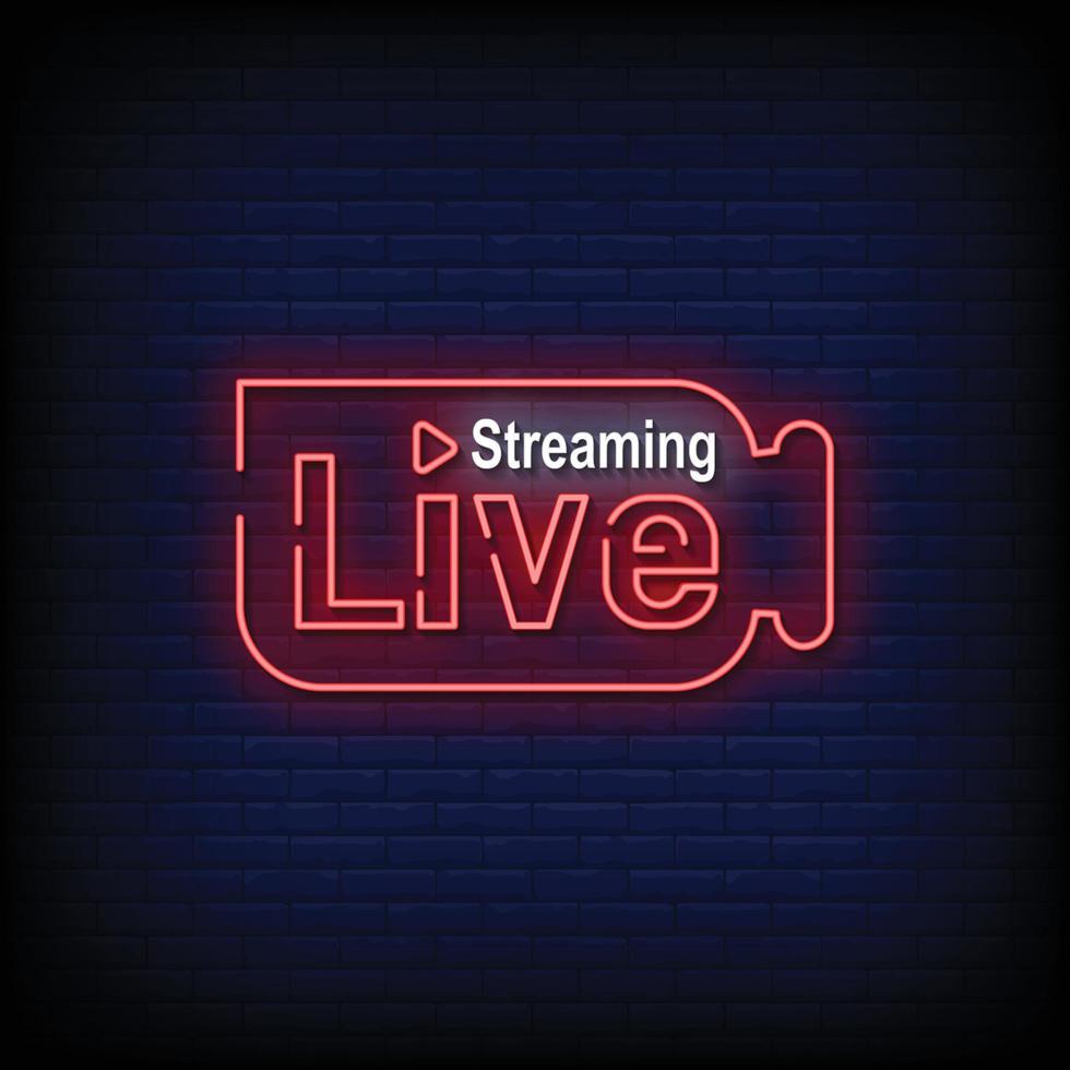 Live Streaming Neon Signs Style Text Vector