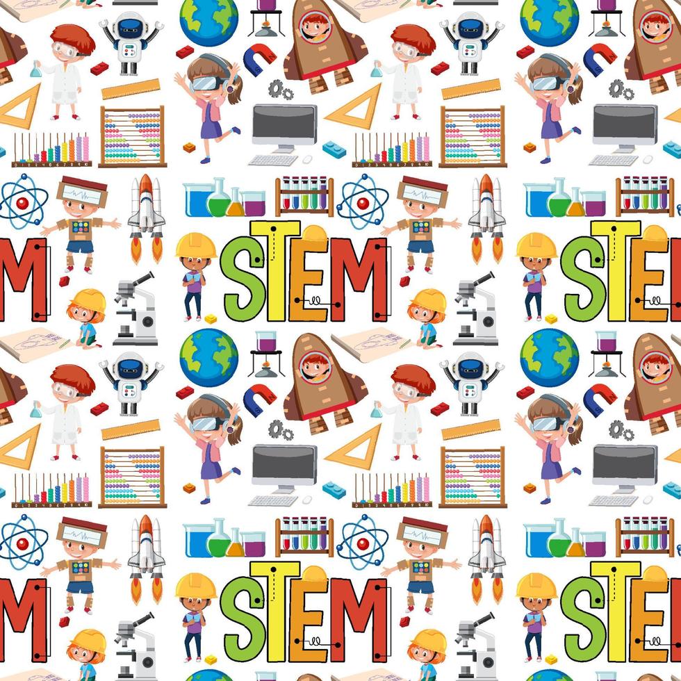 Colourful STEM education seamless background vector