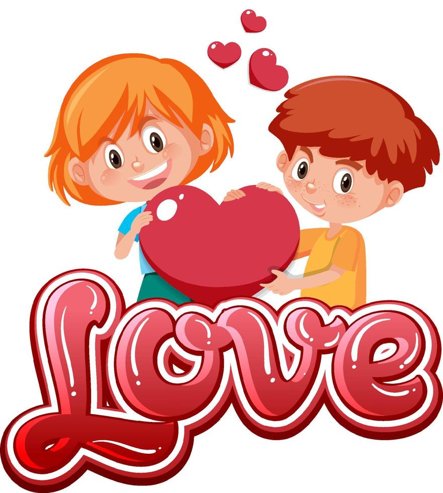 Boy and girl holding heart icon vector