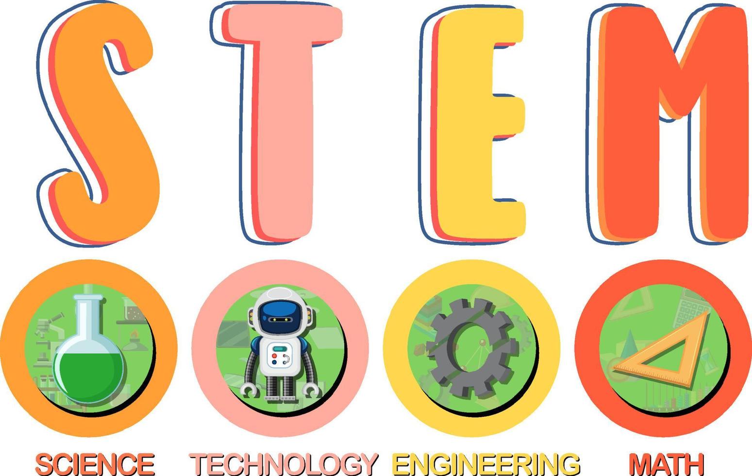 Colourful STEM education text icon vector