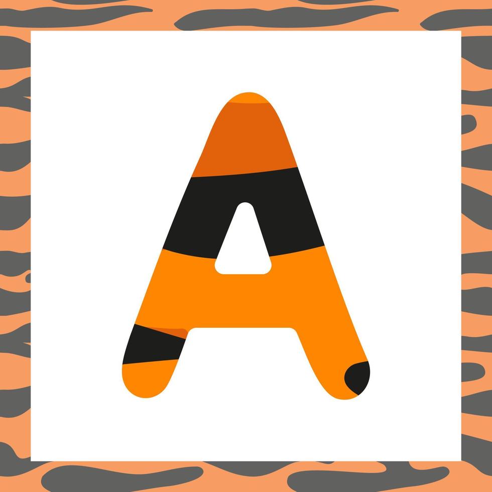 Letter A with tiger pattern vector