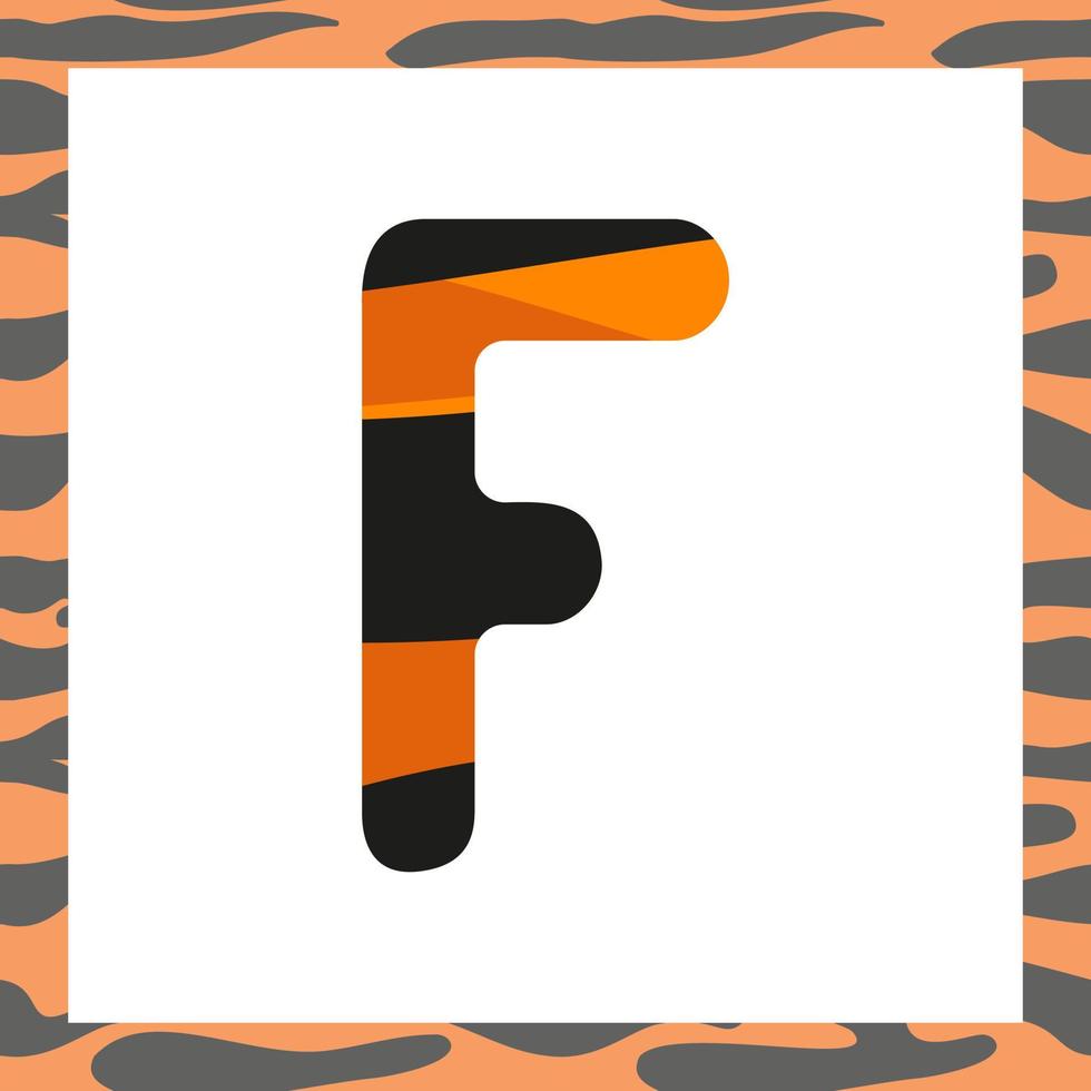 Letter F with tiger pattern vector