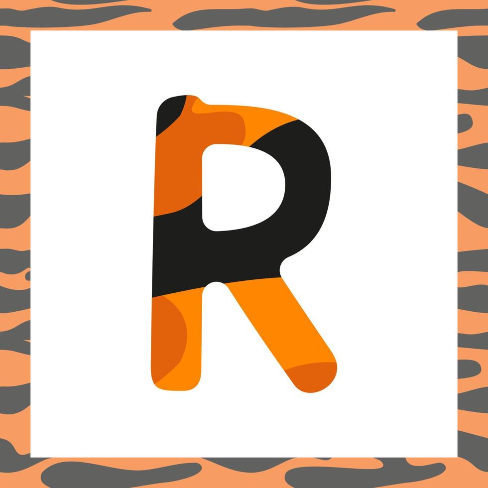 Letter R with tiger pattern vector