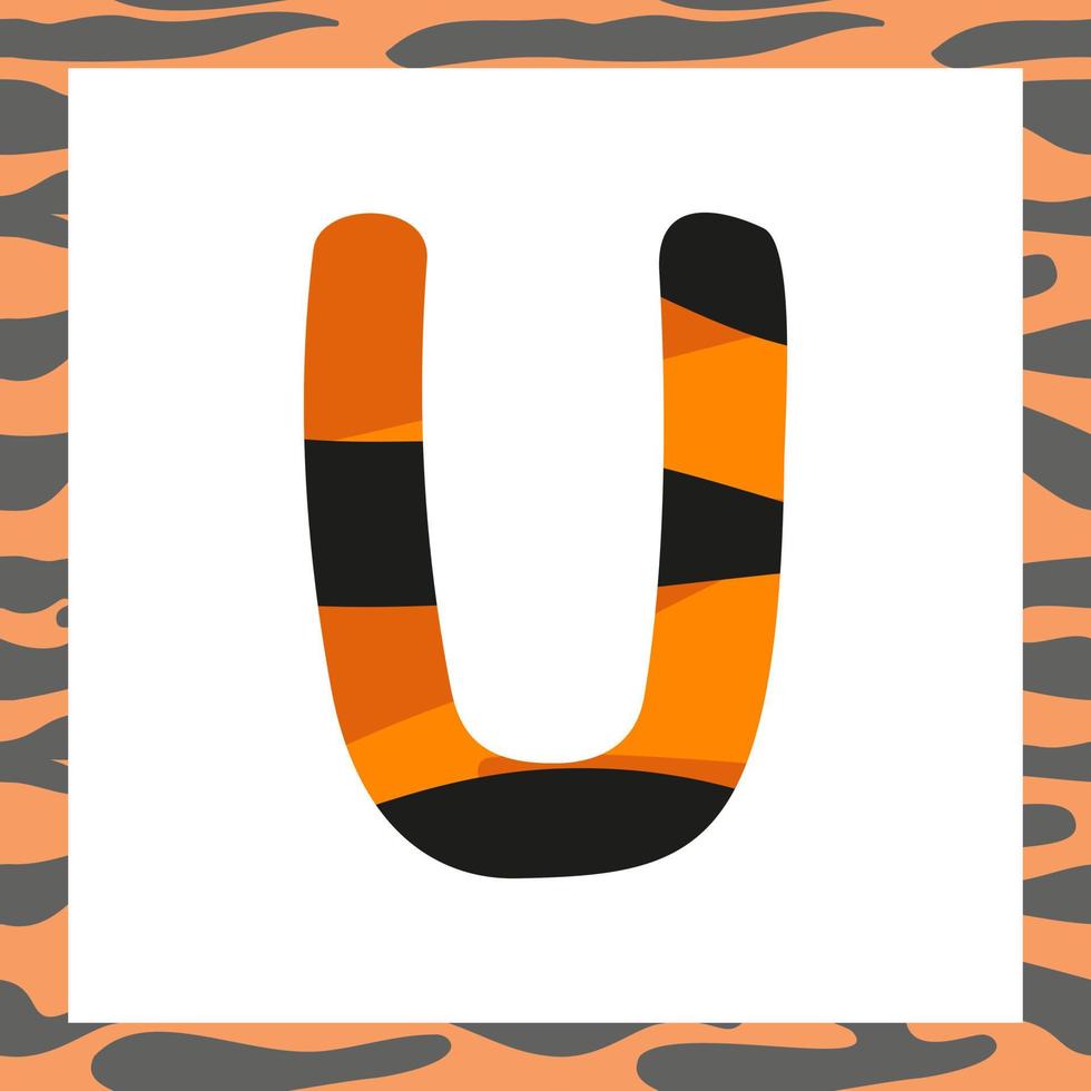 Letter U with tiger pattern vector