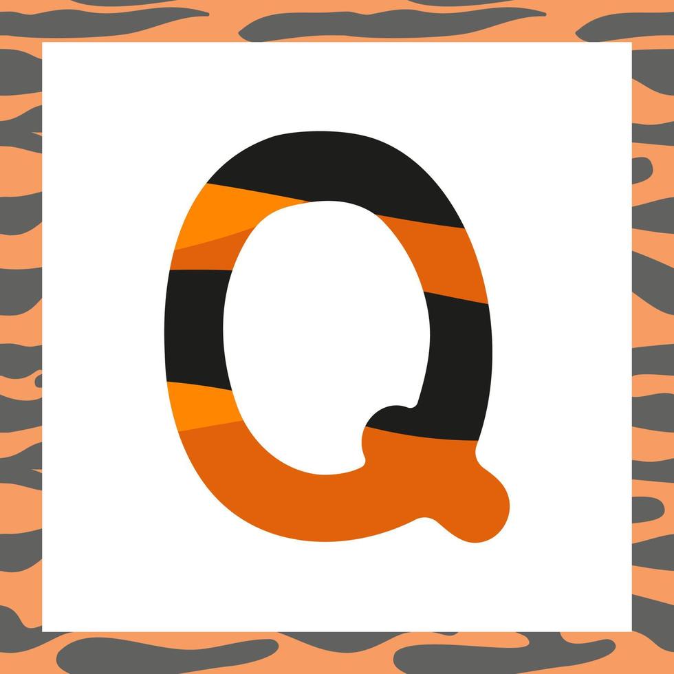 Letter Q with tiger pattern vector