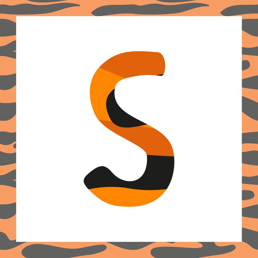 Letter S with tiger pattern vector