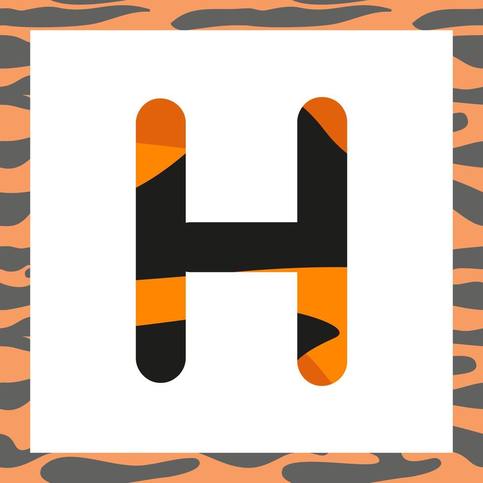 Letter H with tiger pattern vector