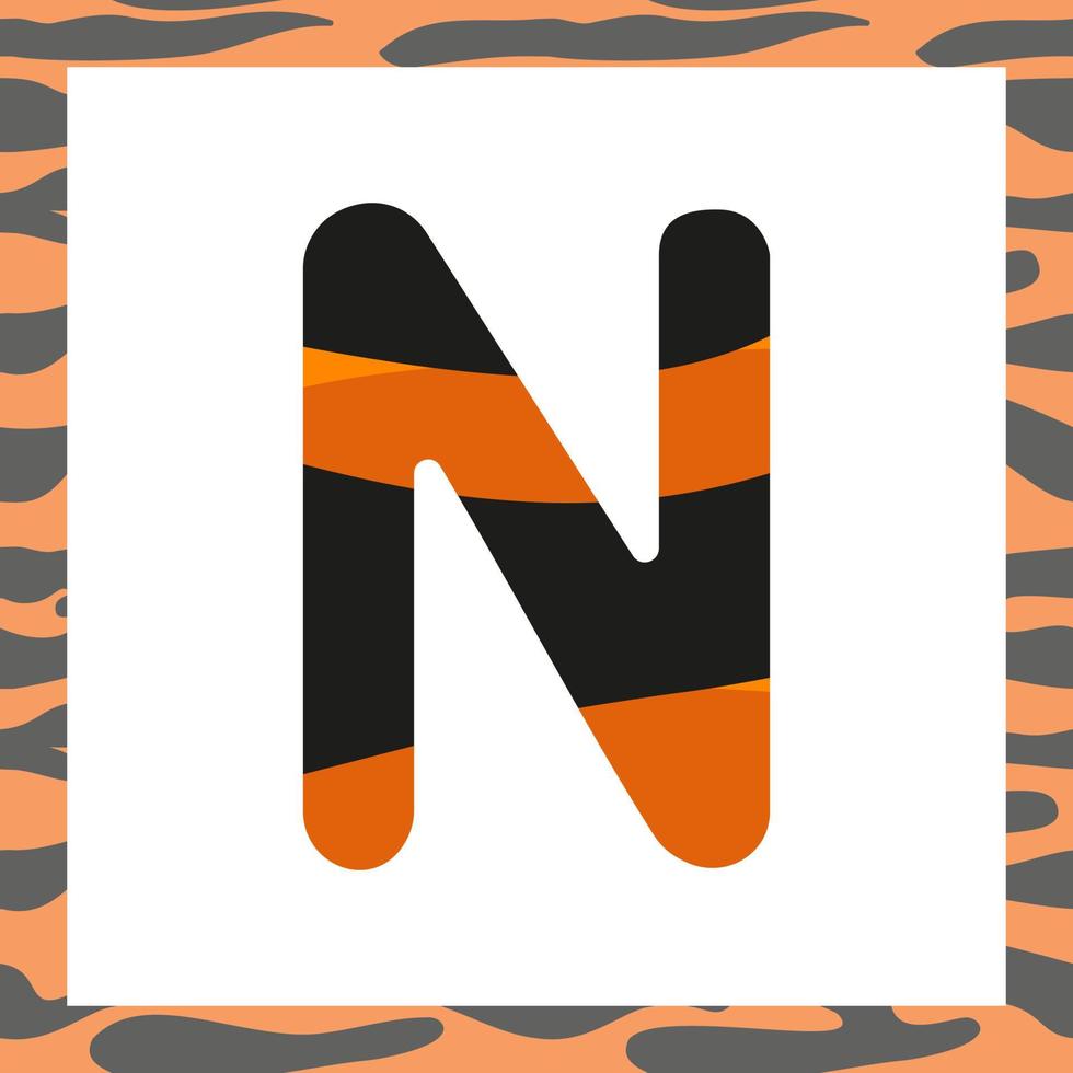 Letter N with tiger pattern vector