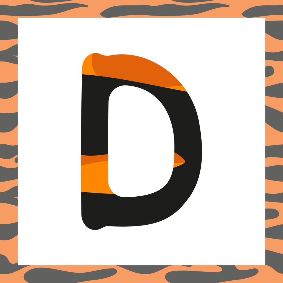 Letter D with tiger pattern vector