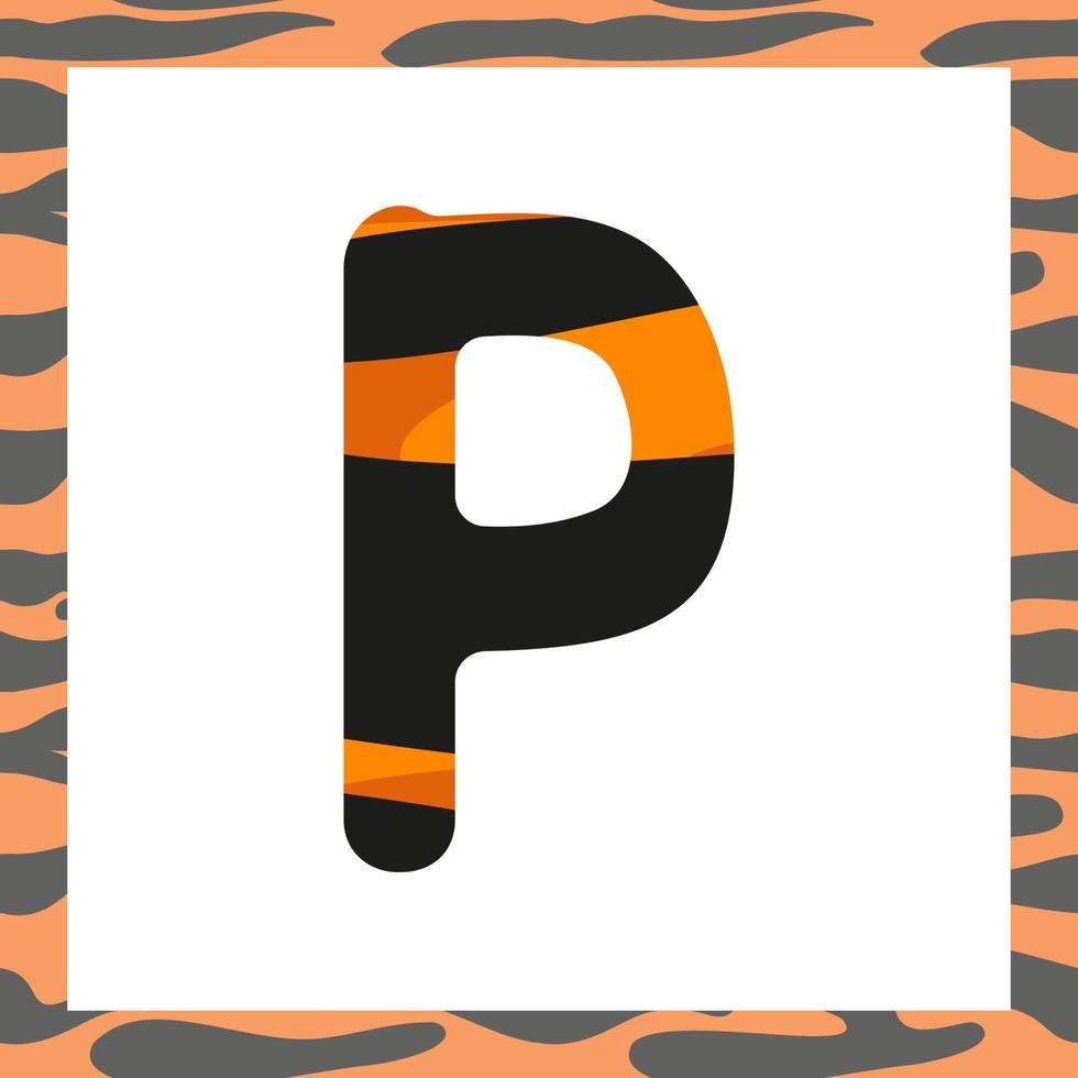 Letter P with tiger pattern vector