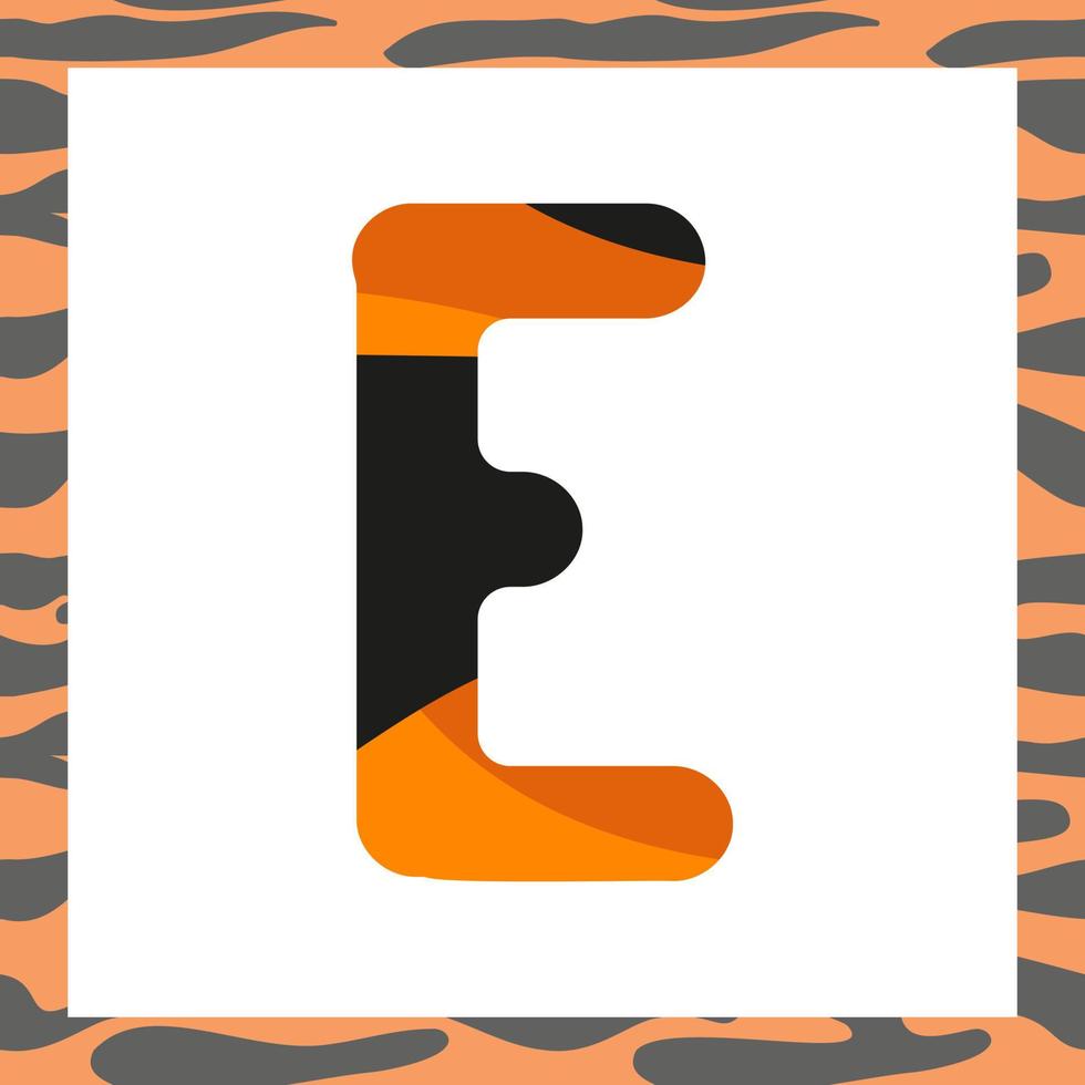 Letter E with tiger pattern vector