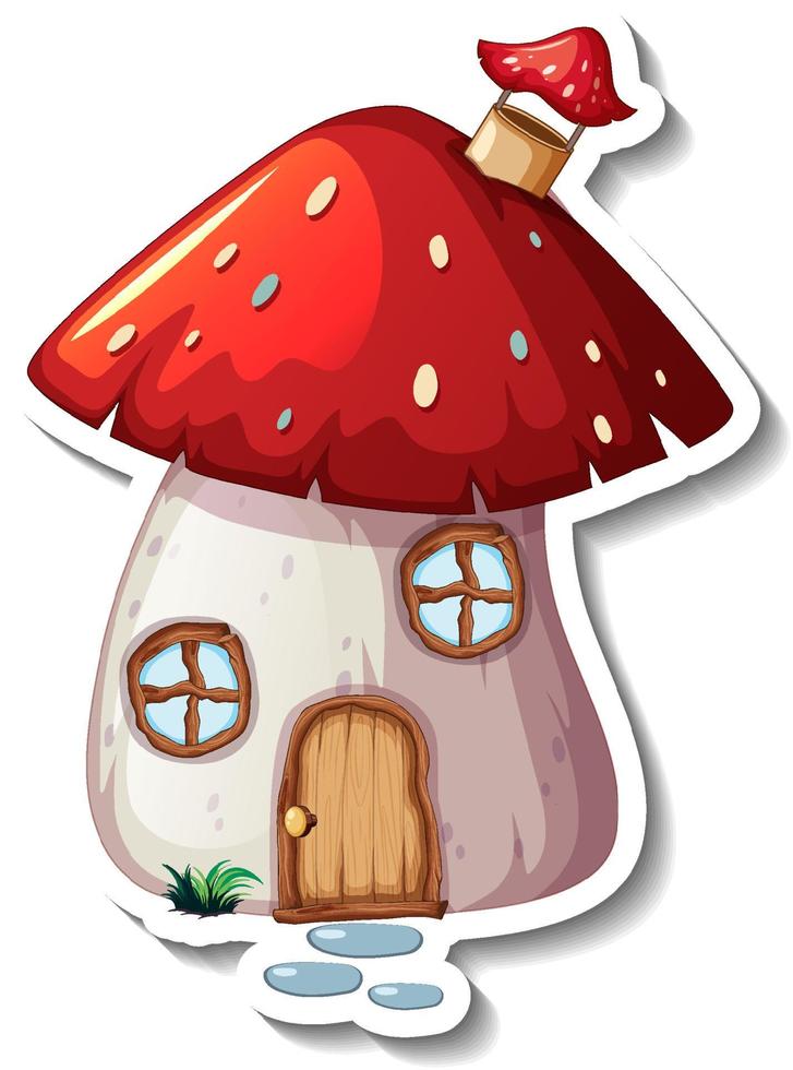 A sticker template with Mushroom house isolated vector