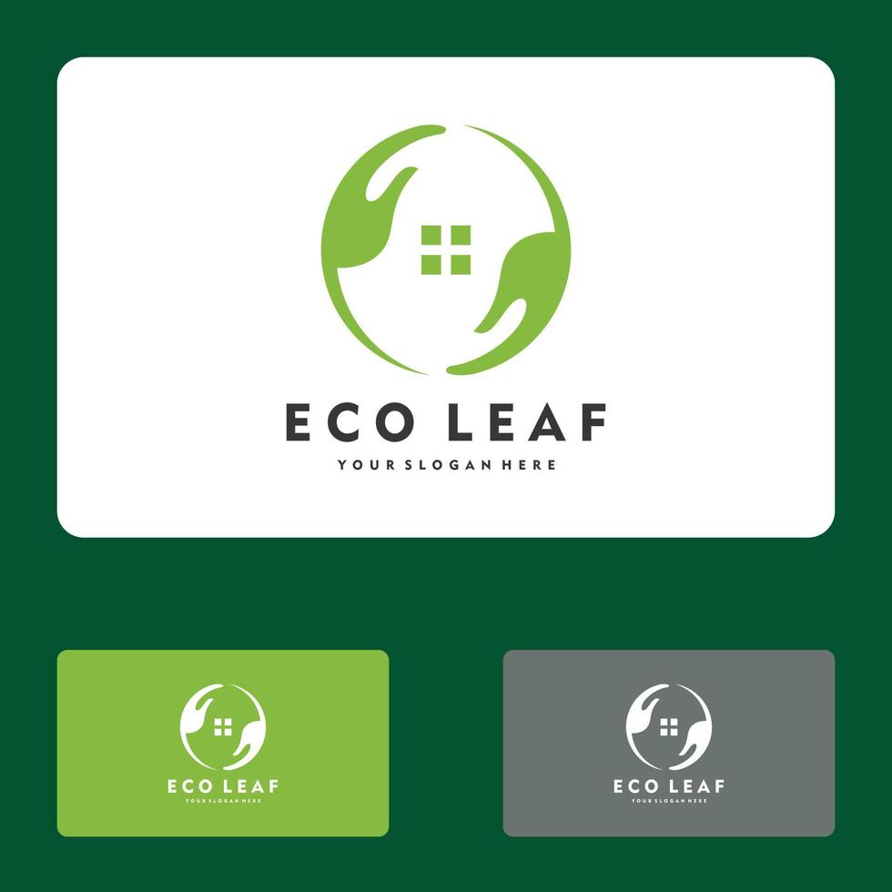 hoja de la casa, casa verde, diseño del ejemplo del icono del vector del logotipo de la casa ecológica