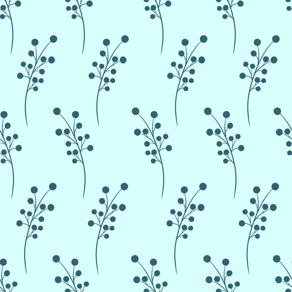 Branches with berries seamless symmetrical pattern vector