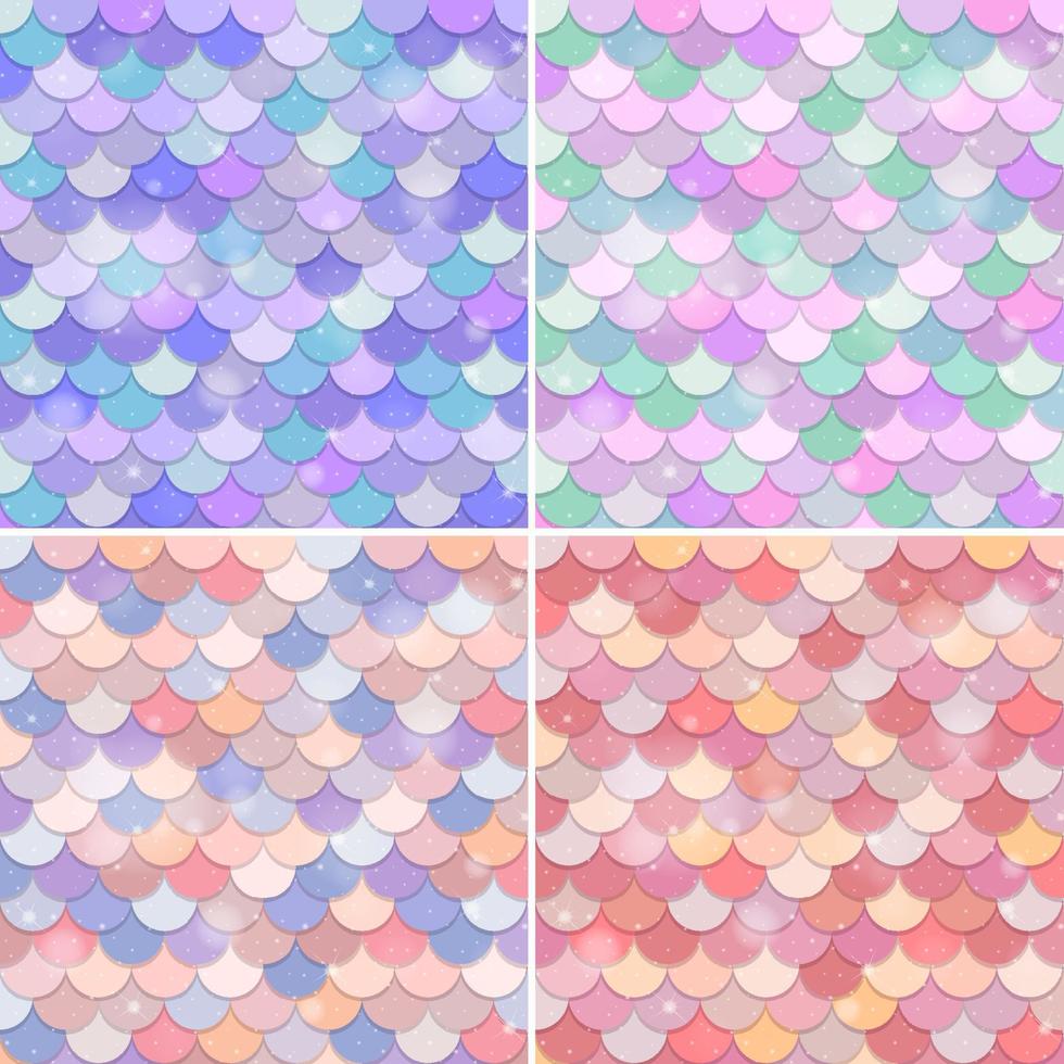 Set of fish scale seamless pattern background vector