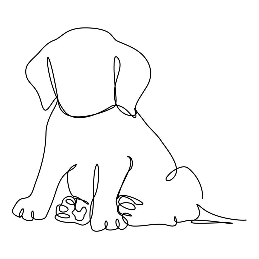continuous line drawing of cute dog vector