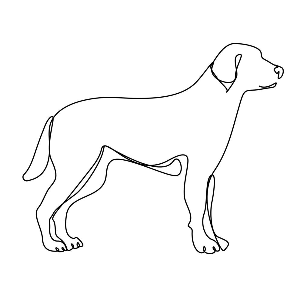 dibujo de línea continua de lindo perro vector