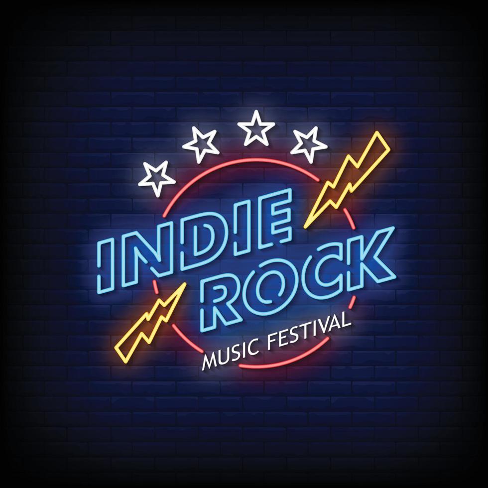 Indie Rock Neon Signs Style Text Vector