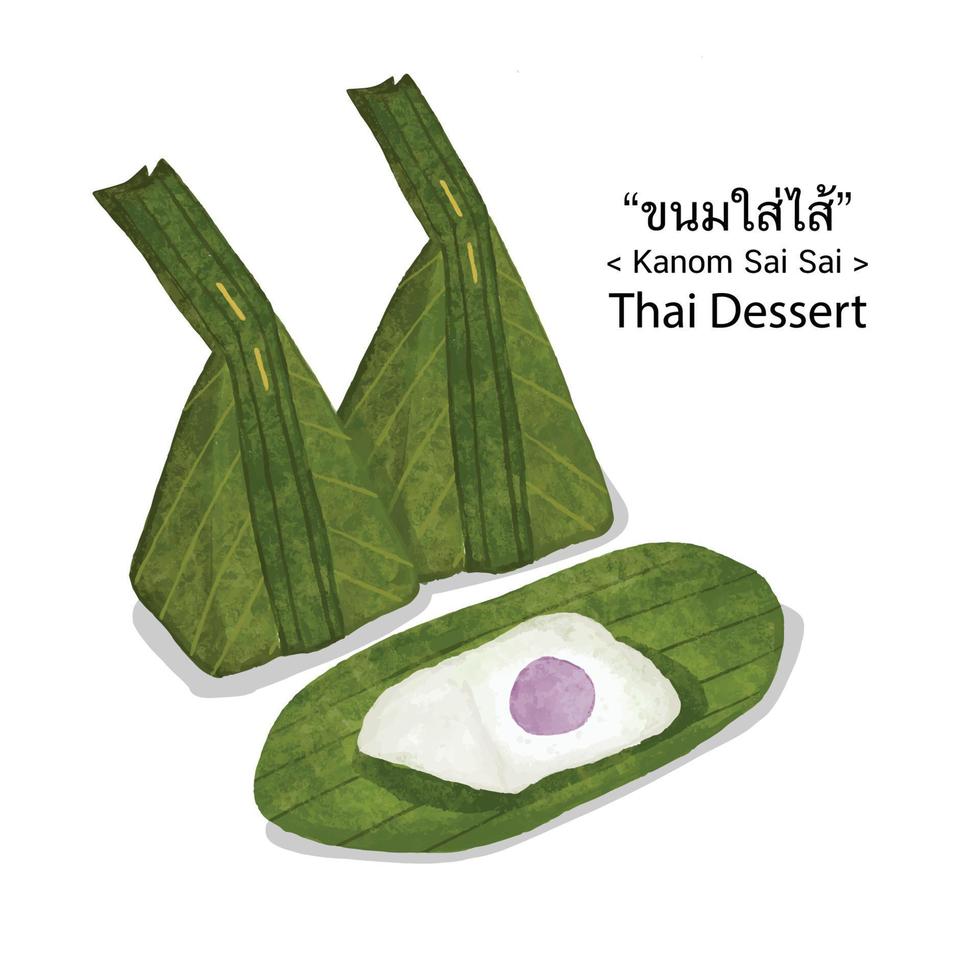 postre tailandés, harina al vapor con relleno de coco. ilustraciones vectoriales vector