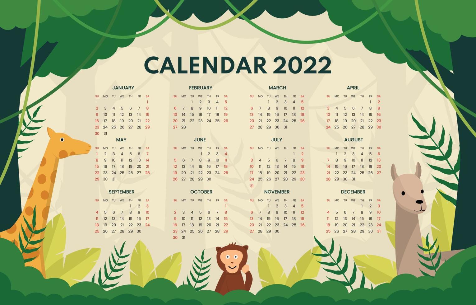 Calendar 2022 Template vector