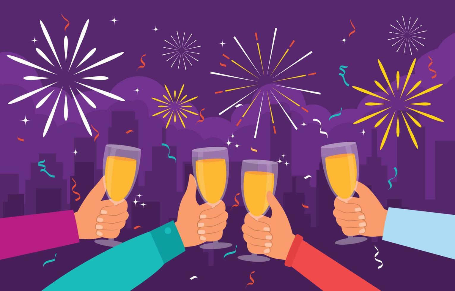 People Cheers in Celebrating New Year vector