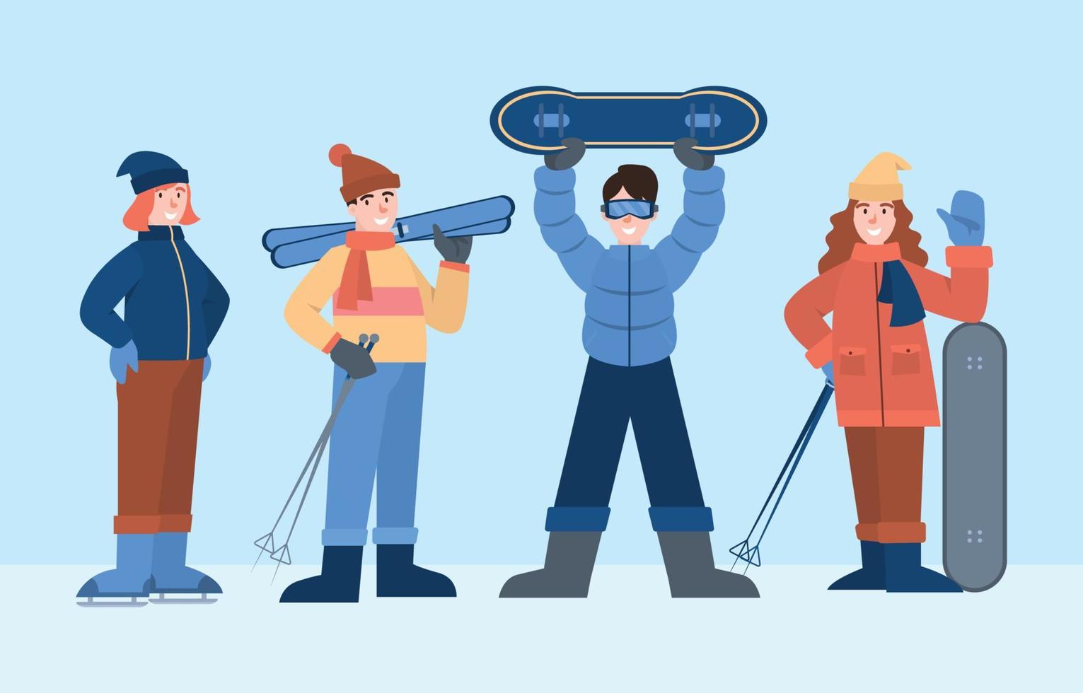 Winter Sport Character Set vector