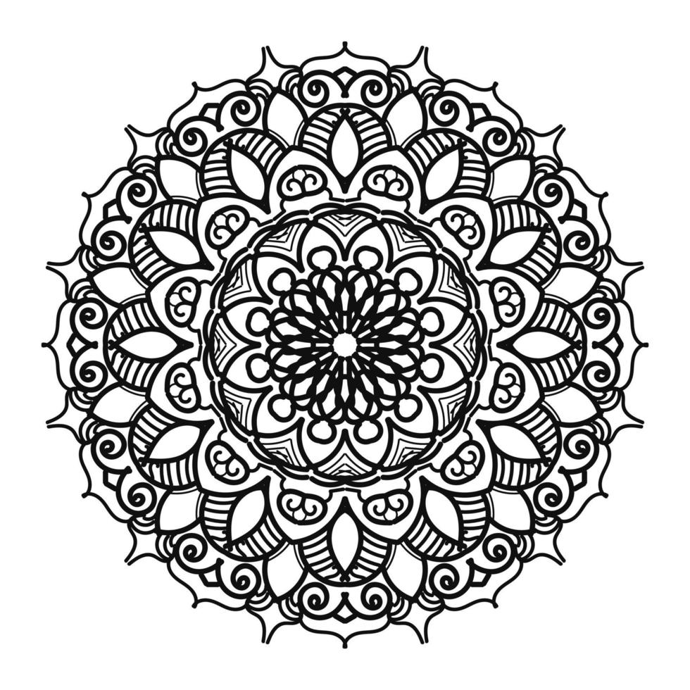 patrón circular en forma de mandala con flor para decoración de tatuaje de mandala de henna vector