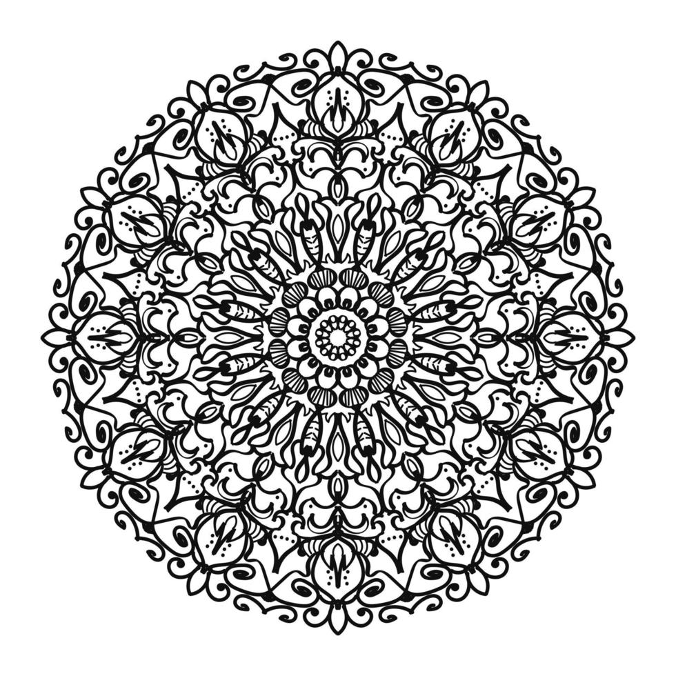 patrón circular en forma de mandala con flor para decoración de tatuaje de mandala de henna vector