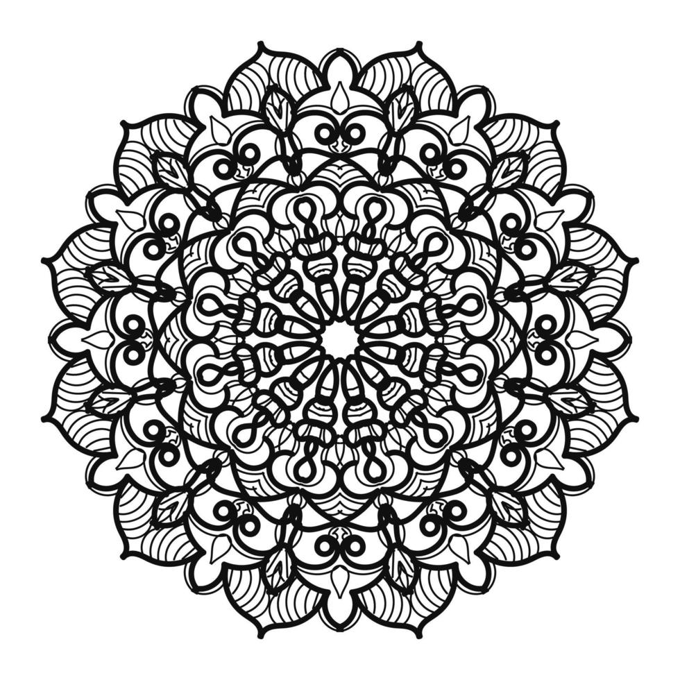 patrón circular en forma de mandala con flor para decoración de tatuaje de mandala de henna vector