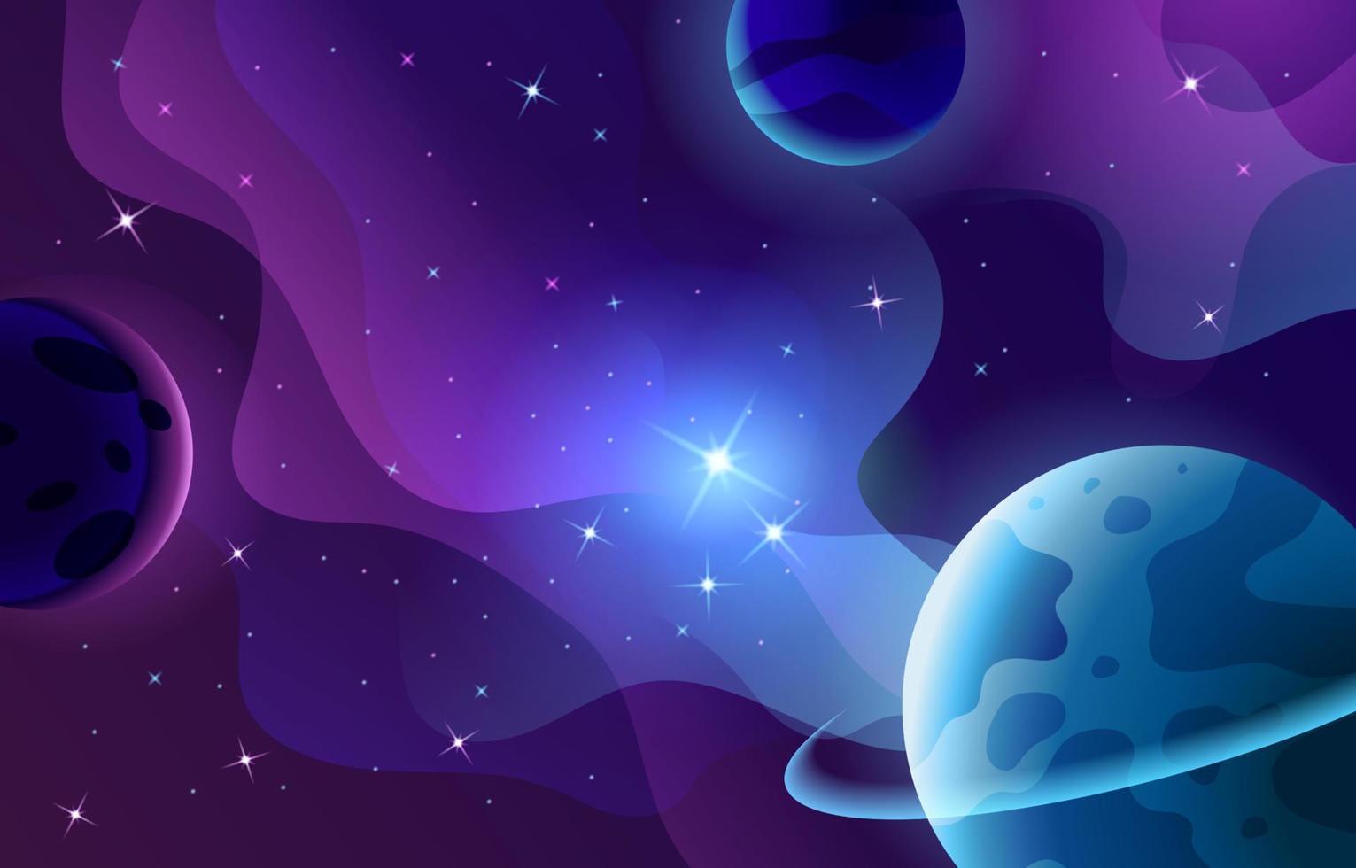 Deep Purple Galaxy and Planet Background vector