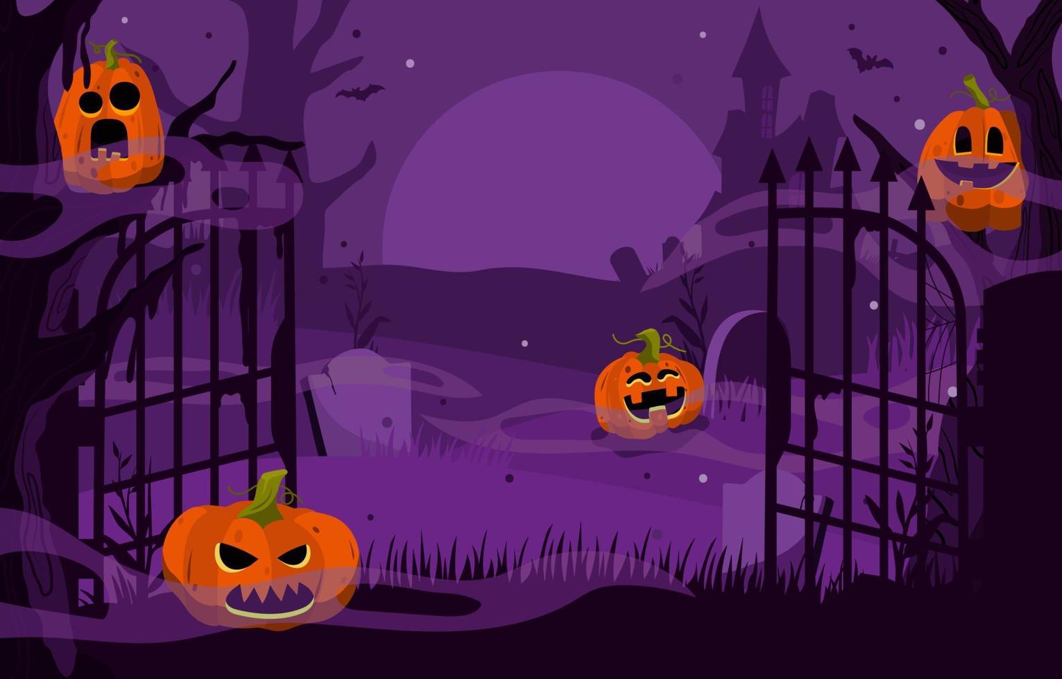 Jack O Lantern in Front of Spooky House vector