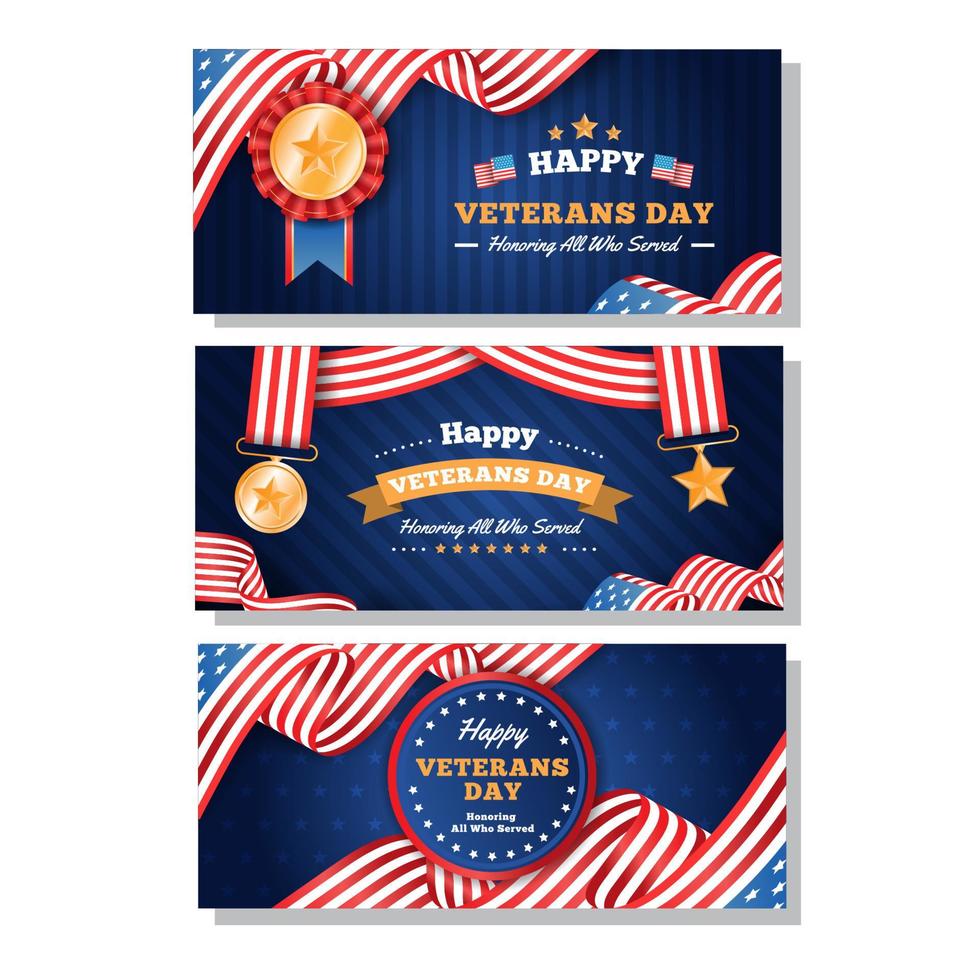 Veterans Day Banner Collection vector