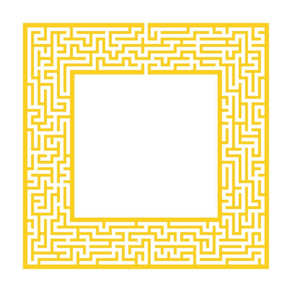 Sophisticated color square maze frame. Game for kids and adults. Puzzle for children. One entrance, one exit. Labyrinth conundrum. Flat vector illustration. With place for your image.