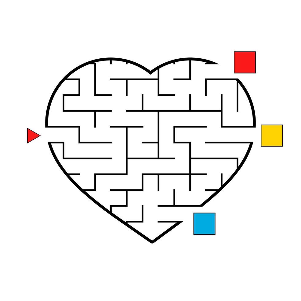 Labyrinth in the shape of a heart. Game for kids. Puzzle for children. Find the right way. Maze conundrum. Flat vector illustration isolated on white background.