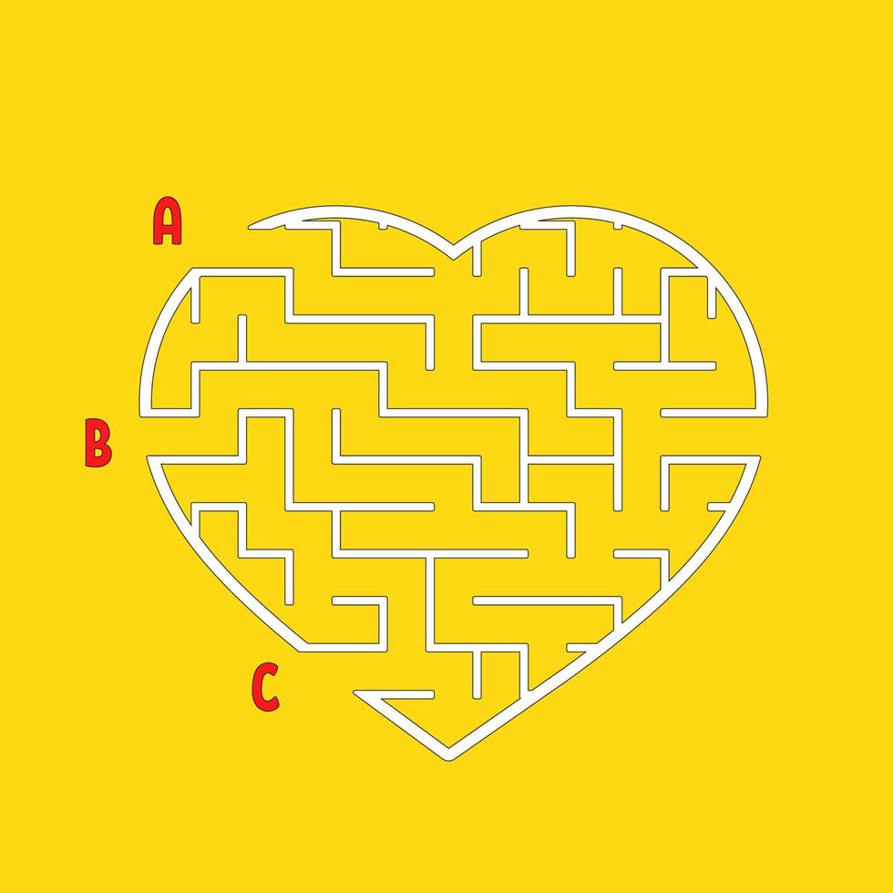 Labyrinth in the shape of a heart. Game for kids. Puzzle for children. Find the right way. Maze conundrum. Flat vector illustration isolated on white background.