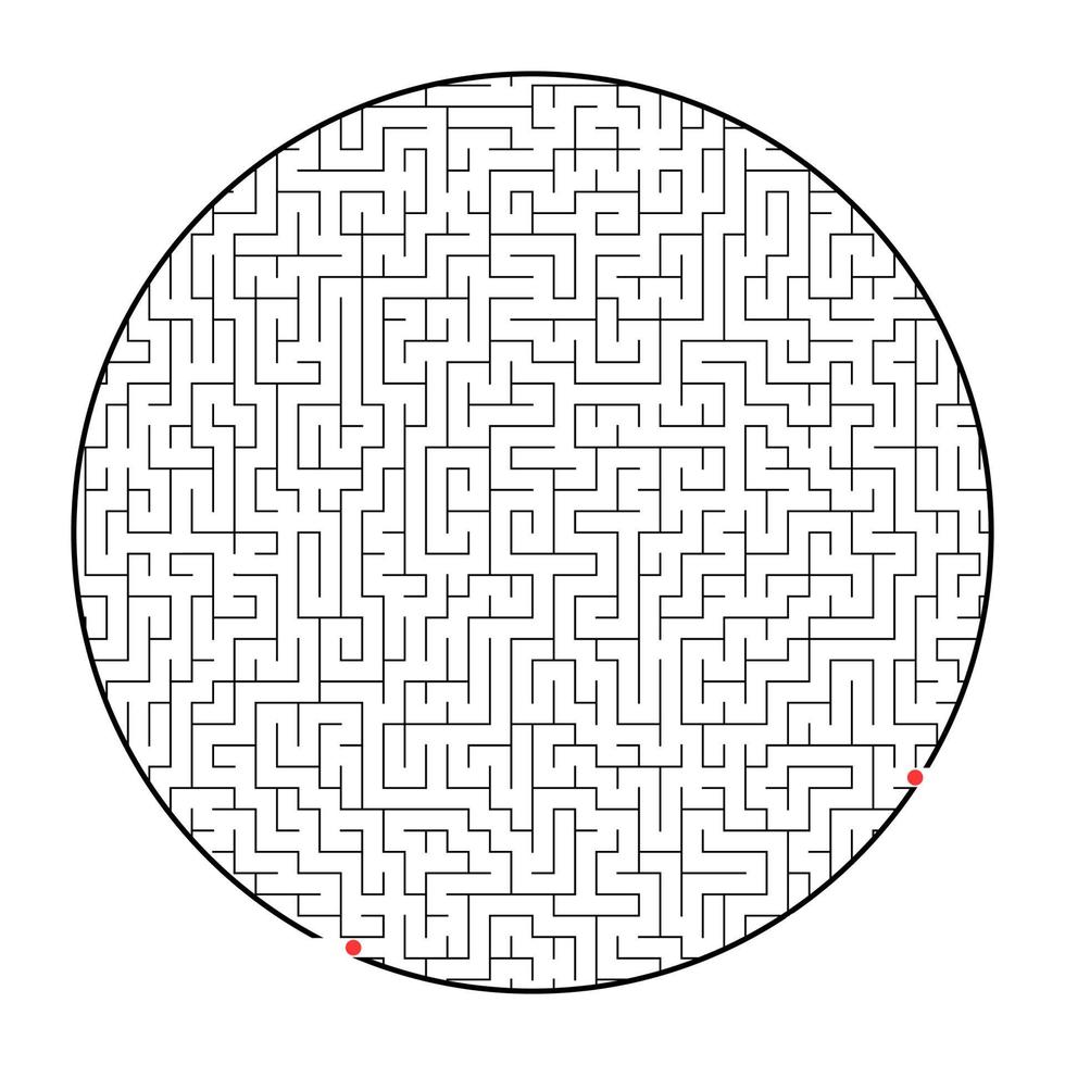 Difficult round labyrinth. Game for kids and adults. Puzzle for children. Labyrinth conundrum. Flat vector illustration isolated on white background.