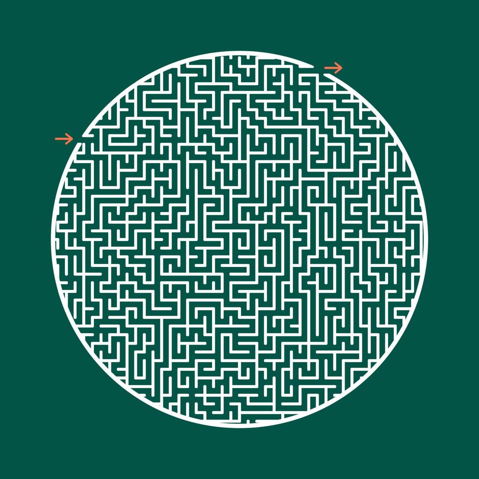 Difficult round labyrinth. Game for kids and adults. Puzzle for children. Labyrinth conundrum. Flat vector illustration isolated on color background.