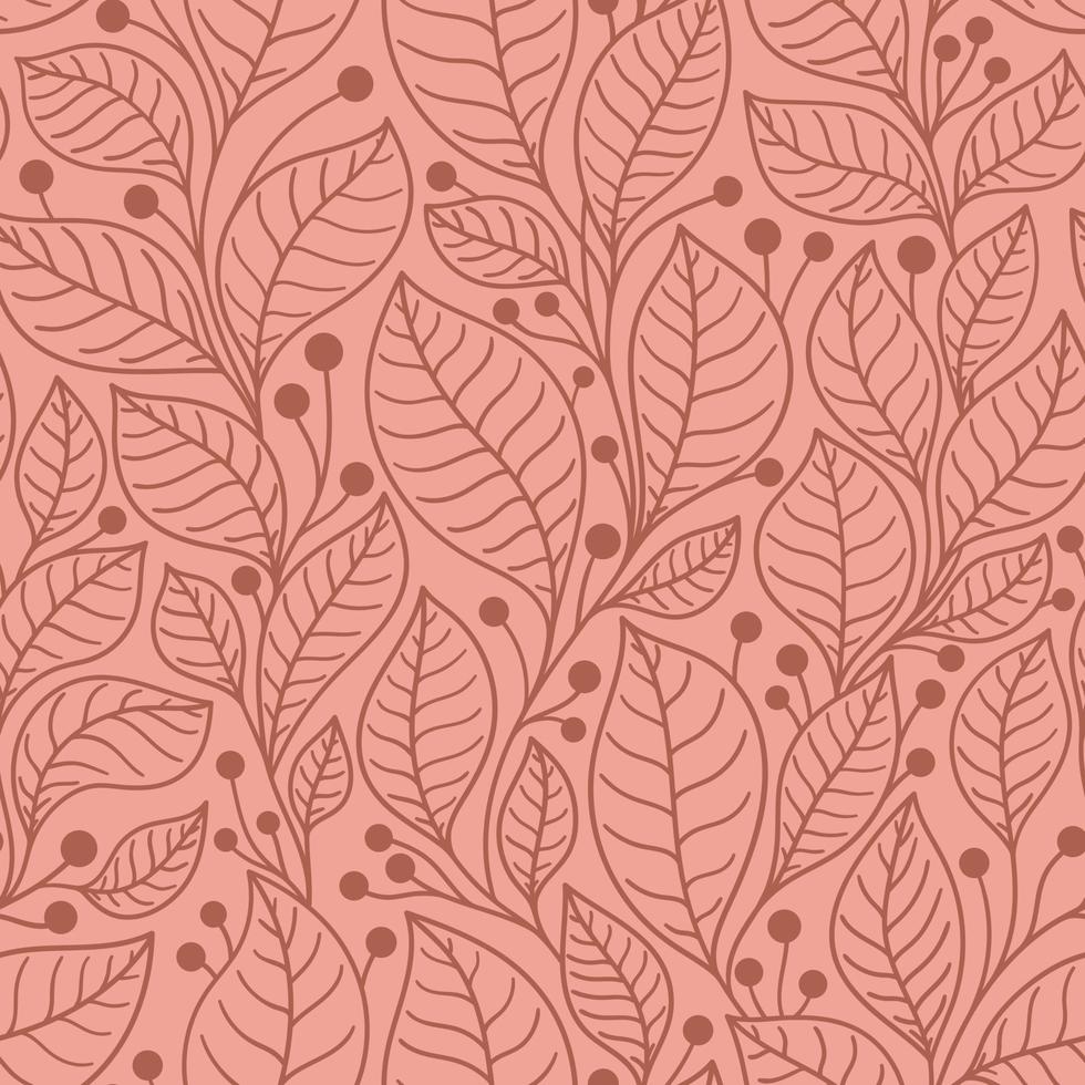 Pink seamless background with laurel tree branches vector