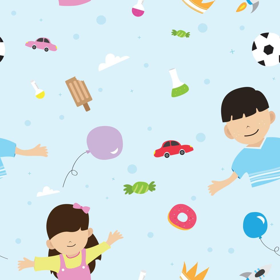 Seamless Pattern Kids with Their activity vector