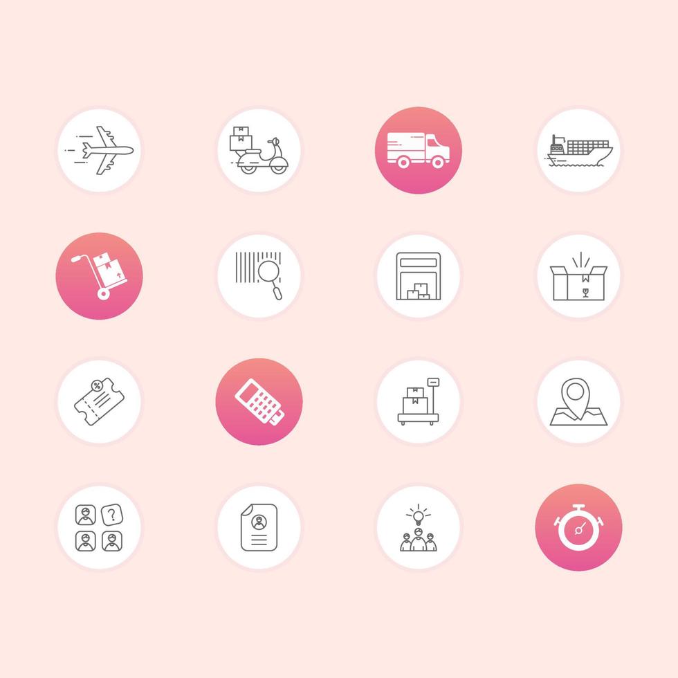 conjunto de iconos para empresas de servicios de entrega con estilo plano vector