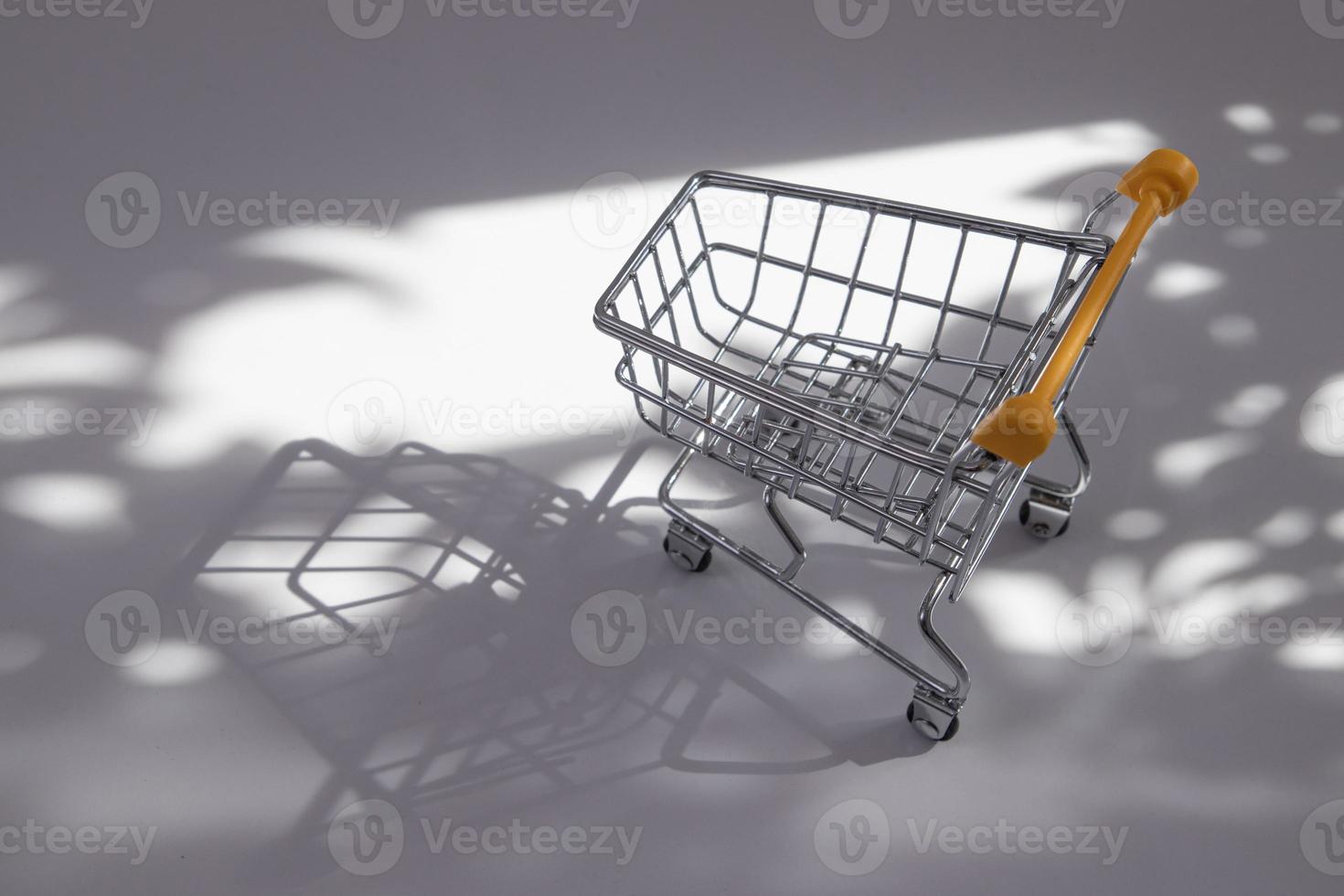 empty small shopping cart with nature hard shadows photo